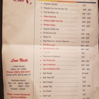 Love Nails - Current Pricing November 2019 - Nail Salons Near Me - Hilton, New York Love Nails - Current Pricing November 2019 - Nail Salons Near Me - Hilton, New York