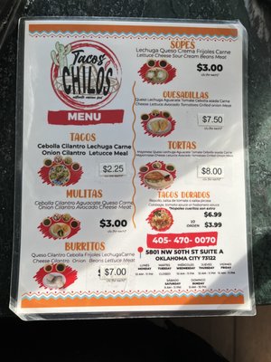 Menu photo 2 Tacos Chilo’s Warr Acres, OK