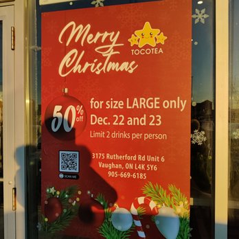 Toco Tea - Xmas special - Bubble Tea Near Me - Vaughan, Ontario