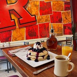 Scarlet 158 Restaurant - Start your day with our delicious Blueberry Pancakes, topped with whipped cream and served with hot coffee and fresh orange juice.   Th