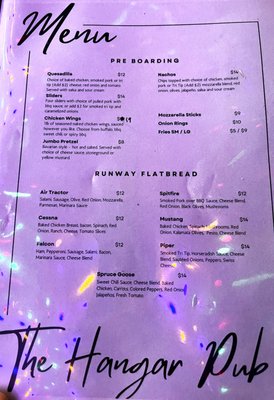 Menu photo 1 The Hangar Pub Quincy, WA