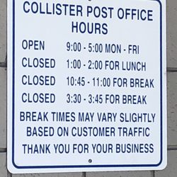 US Post Office - They don't post their break hours online!
