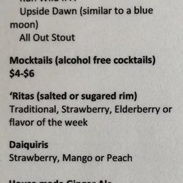 Drinks menu Drinks menu