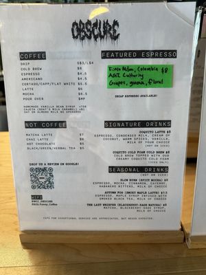 Menu photo 1 Obscure Coffee Brooklyn, NY