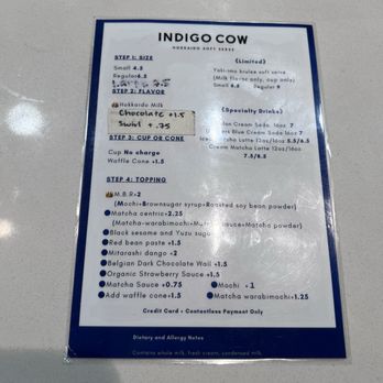 Indigo Cow - Menu 01/26 - Ice Cream & Frozen Yogurt Near Me - Los Angeles, California