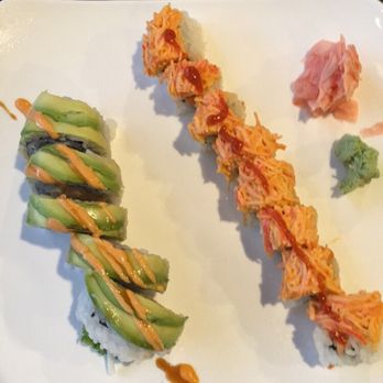Arigato - My favorite Spicy Mania Roll (on the right). - Sushi Bars Near Me - Edgewater, New Jersey