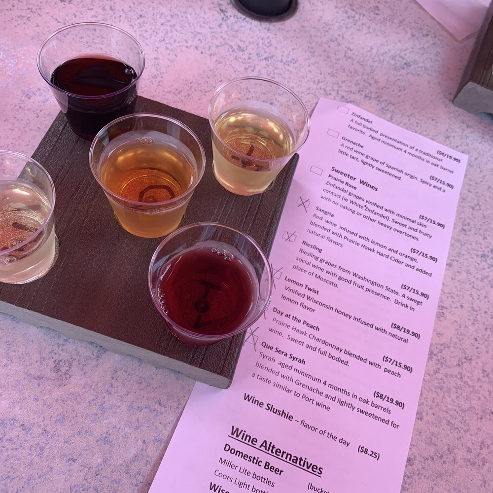 Prairie Hawk Winery - a sample flight of wines - Wineries Near Me - Wisconsin Dells, Wisconsin Prairie Hawk Winery - a sample flight of wines - Wineries Near Me - Wisconsin Dells, Wisconsin
