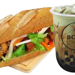 Ahh Boba - What a delicious combo... Banh Mi and Matcha Milk Tea!!!