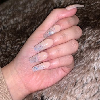 LV Nails & Spa - nude/glitter ombre acrylic - Nathan - with flash - Waxing Near Me - Kirkland, Washington LV Nails & Spa - nude/glitter ombre acrylic - Nathan - with flash - Waxing Near Me - Kirkland, Washington