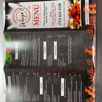 Wings 87 - Menu - Chicken Wings Near Me - Houston, Texas Wings 87 - Menu - Chicken Wings Near Me - Houston, Texas