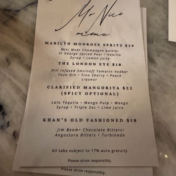Mr Nice - Menu - Lounges Near Me - Houston, Texas