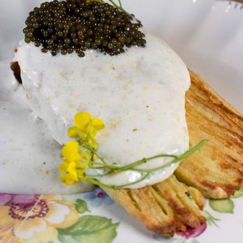 Passerine - Snap Pea Crepe Cake with ricotta, lemon foam, and caviar - New American Near Me - Lancaster, Pennsylvania