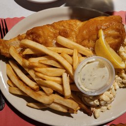 Beer battered with fries and double mac salad instead of coleslaw