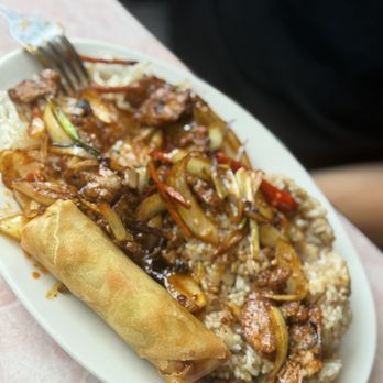 Golden Gate - Mongolian beef with fried rice and egg roll - Chinese Near Me - Forks, Washington Golden Gate - Mongolian beef with fried rice and egg roll - Chinese Near Me - Forks, Washington