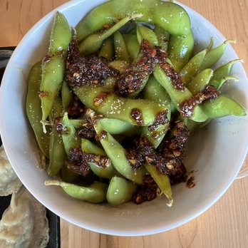 Jacknife - Edamame with chili sauce (sauce comes on the side and you can add it) - Sushi Bars Near Me - Madison, Wisconsin Jacknife - Edamame with chili sauce (sauce comes on the side and you can add it) - Sushi Bars Near Me - Madison, Wisconsin