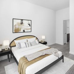 Camden Dulles Station Apartments - Bedroom with en suite bathroom at Camden Dulles Station apartments in Herndon, VA
