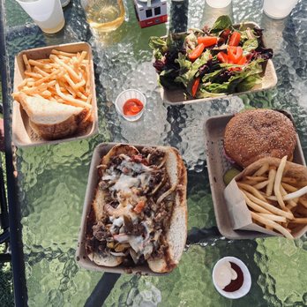 The Backyard - Kid's grilled cheese sandwich, Philly Cheese Steak, Micro greens with balsamic vinaigrette, Backyard Burger. - Wine Bars Near Me - Richmond, California