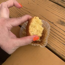 Squeezing as hard as a I can to break the bread