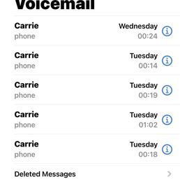 some of the threatening voicemails from Carrie's husband, Alan. some of the threatening voicemails from Carrie's husband, Alan.