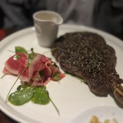 The Willows - Bone in Rib Eye with peppercorns and sauce
