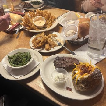 Texas Roadhouse - My 6oz steak with a loaded baked potato with green beans on the side. - Steakhouses Near Me - Menifee, California Texas Roadhouse - My 6oz steak with a loaded baked potato with green beans on the side. - Steakhouses Near Me - Menifee, California