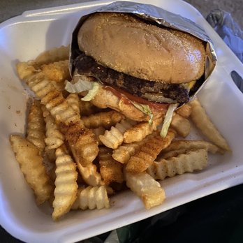 Chile Verde Mexic and Taco - Single patty cheeseburger and seasoned fries - Food Trucks Near Me - Memphis, Tennessee