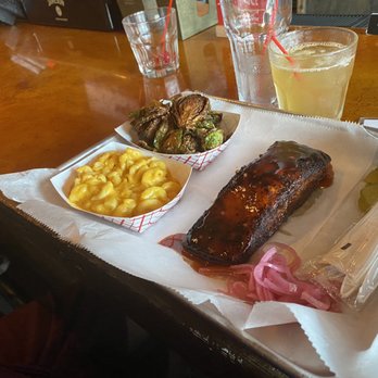 Smokin’ Pig - Salmon Mac and Brussels sprouts - Barbeque Near Me - Washington, DC, District of Columbia