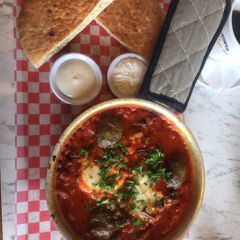Cafe Landwer - Sinia Shakshuka. Very good! - Cafes Near Me - Brighton, Massachusetts