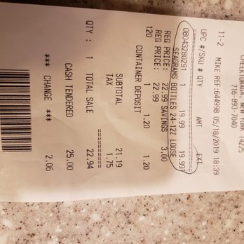 Consumer's Beverages - a receipt for a drink - Beer, Wine & Spirits Near Me - Buffalo, New York