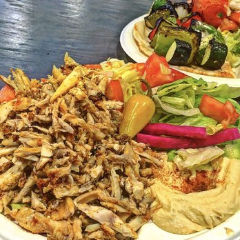 Al Basch Chicken - CHICKEN SHAWARMA PLATE, with extra chicken (and they LOADED ME UP!)... Salad + Hummus - Mediterranean Near Me - Los Angeles, California Al Basch Chicken - CHICKEN SHAWARMA PLATE, with extra chicken (and they LOADED ME UP!)... Salad + Hummus - Mediterranean Near Me - Los Angeles, California
