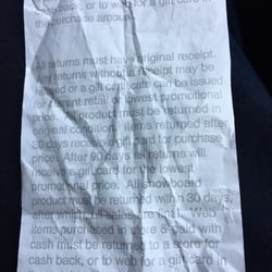 Zumiez - Picture of the receipt I could not use to return tell me where it says I cannot return my item?