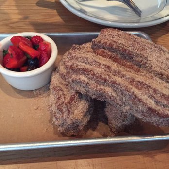 101 Craft Kitchen - Churros. Comes with Mexican chocolate but I opted for a fruit substitute. - New American Near Me - Westerville, Ohio
