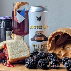 Covert Artisan Ales - Lunchbox Hero - a Peanut butter and blackberry jam gluten-free fruited sour beer.