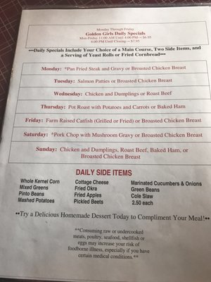 Menu photo 1 Golden Girls Restaurant Clinton, TN Menu photo 1 Golden Girls Restaurant Clinton, TN