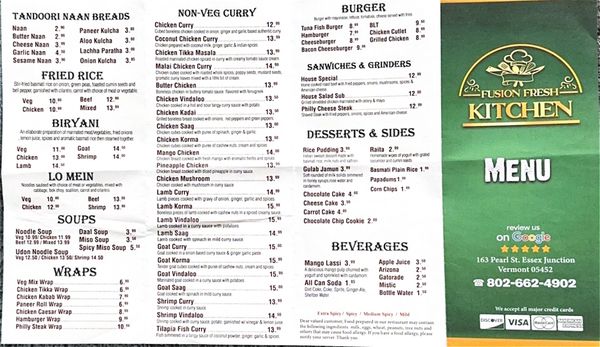 Menu photo 1 Fusion Fresh Kitchen Essex Junction, VT