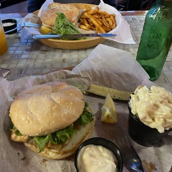 Cracker's Bar & Grill - Red fish Sandwich is the closest and the other is the Grouper sandwich - Seafood Near Me - Crystal River, Florida Cracker's Bar & Grill - Red fish Sandwich is the closest and the other is the Grouper sandwich - Seafood Near Me - Crystal River, Florida