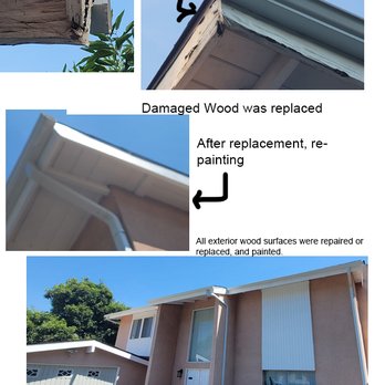 A1 Home Remodeling - Upper photos shows some of the damaged boards which were replaced. Bottom photo shows the completed job. - General Contractors Near Me - Culver City, California A1 Home Remodeling - Upper photos shows some of the damaged boards which were replaced. Bottom photo shows the completed job. - General Contractors Near Me - Culver City, California