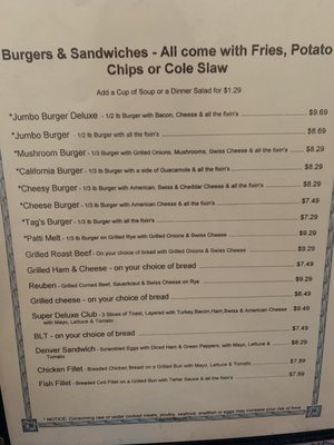 Menu photo 6 Tag's Cafe Coolidge, AZ