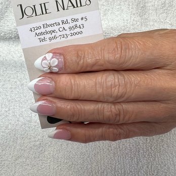 Jolie Nails - Pink and white with 3D flower - Nail Salons Near Me - Antelope, California