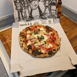 Centro Pizza - 7/8/23: $24.12 Capricciosa - Salami, Ham, Artichokle, tomoto, mozerlla, basil. Standard "artisan" pizza. 6.2/10.