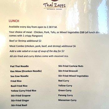 Thai Zappz - Lunch Menu - Thai Near Me - Overland Park, Kansas Thai Zappz - Lunch Menu - Thai Near Me - Overland Park, Kansas