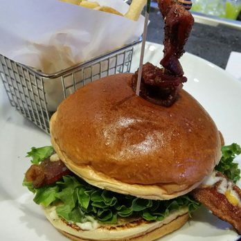 Dave & Buster's Austin - Triple bacon burger. If you buy the $20 game card from the table, the burger and fries are $11 bucks. - American Near Me - Austin, Texas Dave & Buster's Austin - Triple bacon burger. If you buy the $20 game card from the table, the burger and fries are $11 bucks. - American Near Me - Austin, Texas