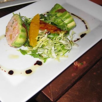 Alta - Avocado relleno - avocado halves stuffed with (cold) crab and shrimp with frisee and orange segments - Tapas Bars Near Me - New York, New York