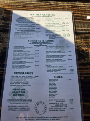 Menu photo 1 Pat's Place New Braunfels, TX