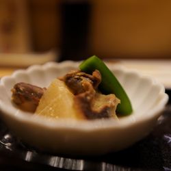 Sumibiyakitori Kidori - Chicken gizzard with daikon / daishi chicken and broth