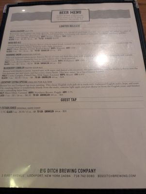 Menu photo 6 Big Ditch Brewing Company Lockport, NY