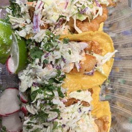 Fish and shrimp tacos with the best homemade tortillas ever. Fish and shrimp tacos with the best homemade tortillas ever.