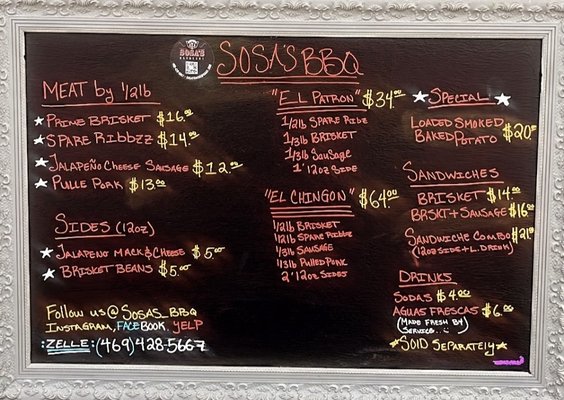 Menu photo 4 Sosa’s Barbecue Dallas, TX Menu photo 4 Sosa’s Barbecue Dallas, TX