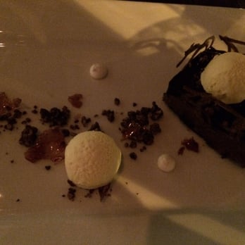 Dirt Candy - Onion chocolate tart with smoked almond ice cream. Worth it! - Vegetarian Near Me - New York, New York