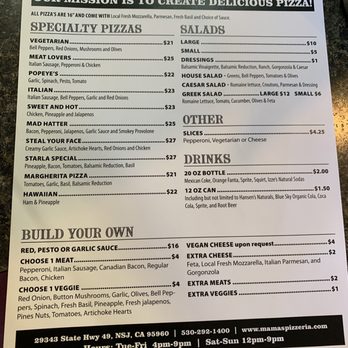 Mamas Pizzeria - Menu - Pizza Near Me - North San Juan, California Mamas Pizzeria - Menu - Pizza Near Me - North San Juan, California